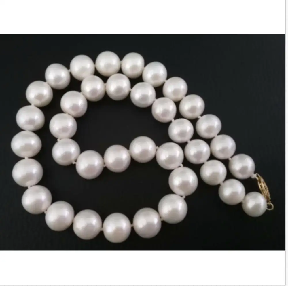 

classic freshwater 12-13mm round white pearl necklace 18inch 925silver