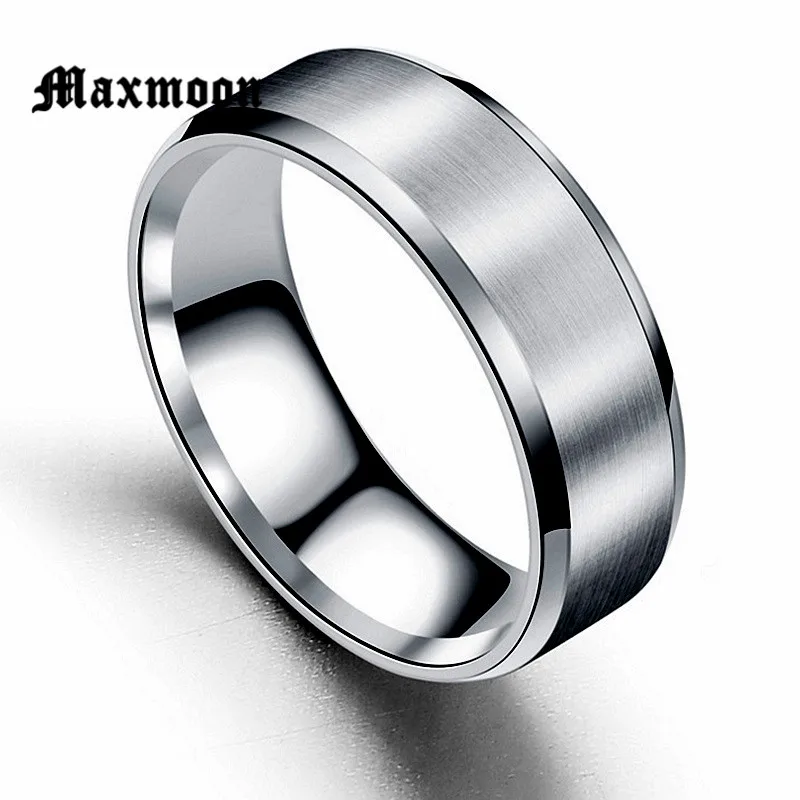 Maxmoon Metal Stainless Steel Wide Rings Sports Male Simple Men Silver Color Jewelry Ring glod Summer Business Boy stainless steel ring finger ring silver ring