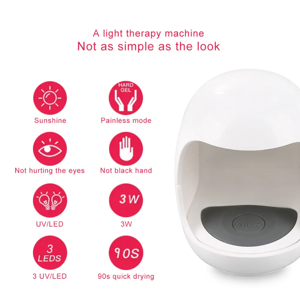Портативный 3 Вт в форме яйца УФ светодиодный светильник для ногтей одна лампочка на Палец Гель-лак для ногтей сушилка сушильная машина дизайн ногтей USB маникюрные инструменты