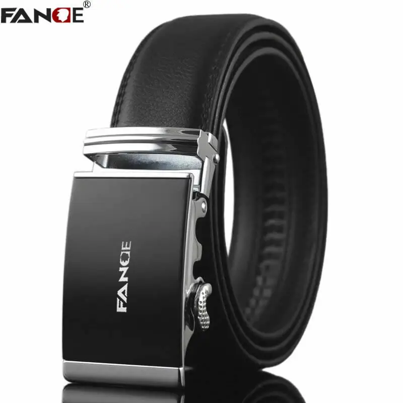 

FANGE men belt leather belt men automatic buckle high quality male Fashion jeans chain stretch solid luxury brand black FG3504