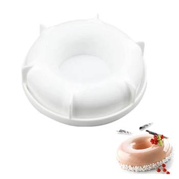 

1Pc Baking Tools Donut Shape Mossue Mould Silicone Cake Mold Dessert Tools Dia 17.4cm Single Cavity