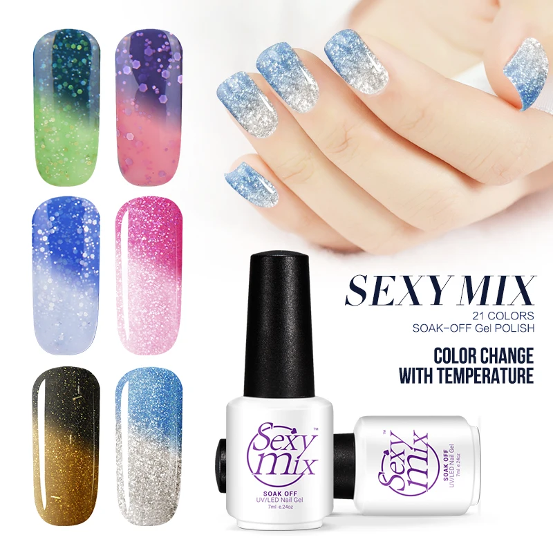 Sexy mix UV Nail Gel Tempreature Color Changing Gel Nail Polish Nail Art Varnish Soak off UV/LED