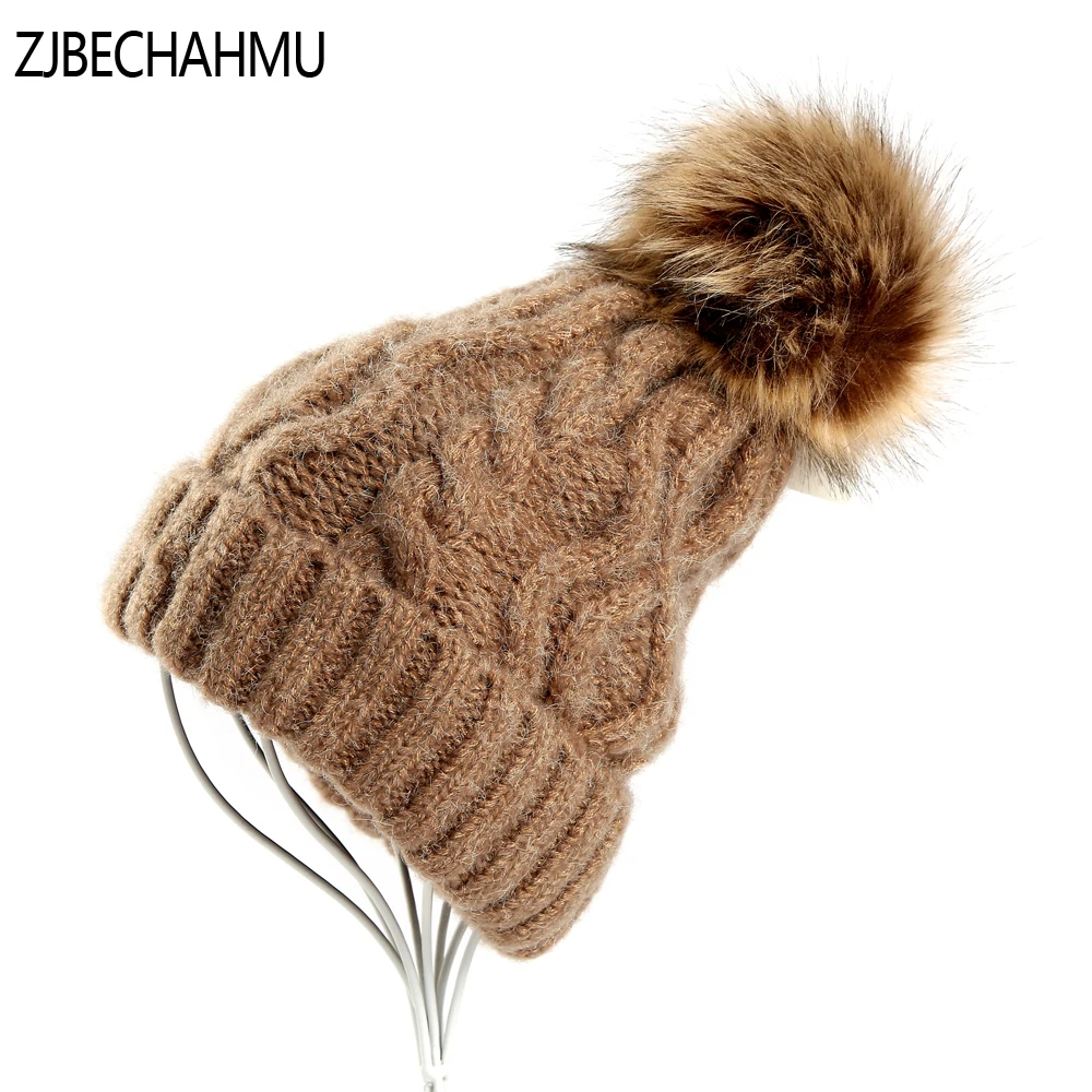 

Fashion Girl 'S Skullies Beanies Winter Hats For Women Knitting Cap Hats Pompoms Ball Warm Brand Casual Gorros Thick Female Cap