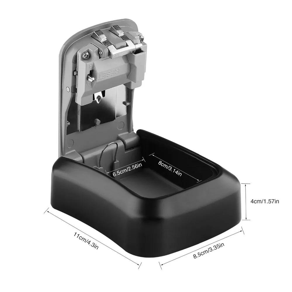 4 Digit Lock Secure Key Combination Safe Outdoor Heavy Duty Wall Mounted Security Lock Box Large Internal Storage for House