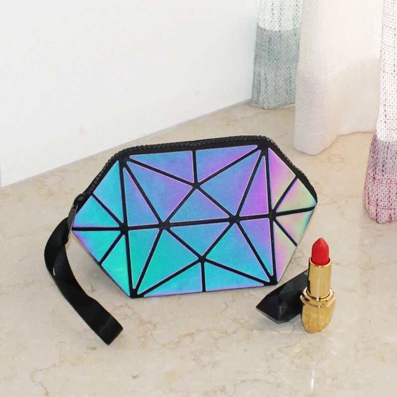 

cosmetic cases new fashion geometric Luminous make up bag women casual cosmetic bag travel Organizer makeup bag beauty case