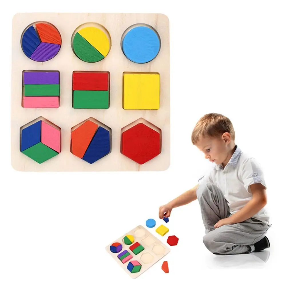 Baby Kids Wooden Board Puzzle Learning Educational Toy Geometry Puzzles
