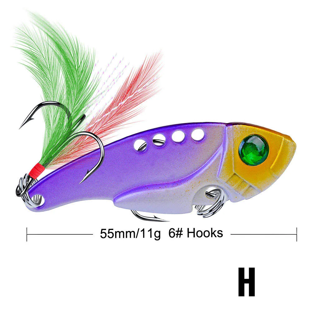 JACKFISH, 11 г/55 мм, металлическая жесткая рыболовная приманка, VIB, гремучая рыболовная Тонущая, Vibra, гремучая приманка, рыболовная приманка, блесна, приманка - Цвет: H