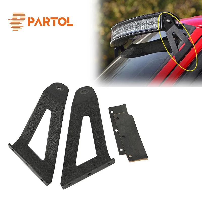 

Partol Car Offroad Upper Windshield Mounts 50" Curved LED Light Bar Work Light Roof Mounting Brackets For Jeep Cherokee XJ