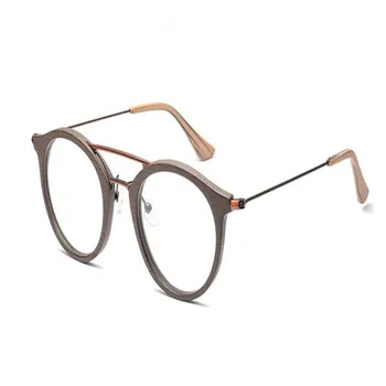 

MONGOTEN Handmade Wooden Eyewear Retro Unisex Round Frame Full Rim Prescriptions Lens Glasses Anti-fatigue Reading Eyeglasses