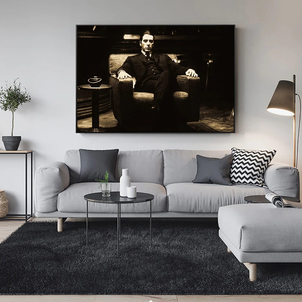 

Godfather AL PACINO Vintage Moive Wall Posters And Prints Black Black And White Godfather Canvas Art Paintings For Living room