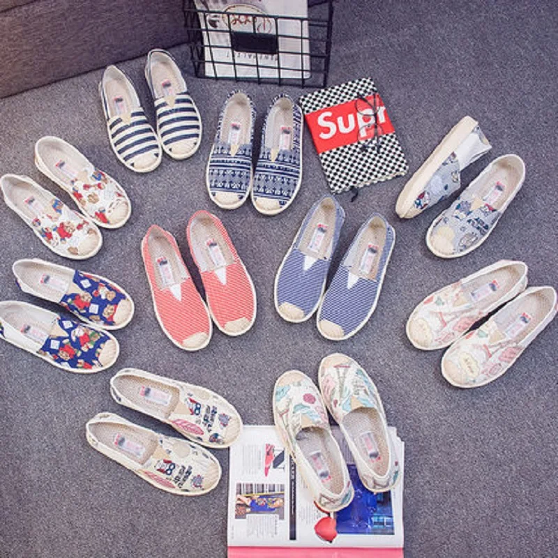 

2019 spring one pedal flat canvas shoes casual breathable fisherman lazy single shoes