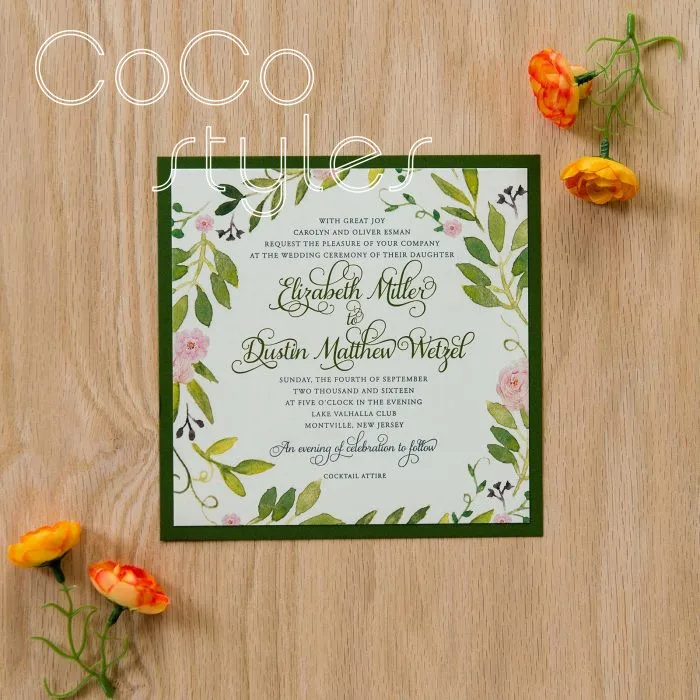  Cocostyles bespoke garden floral and greenery design invitation card set with colorful printing for - 32890568542