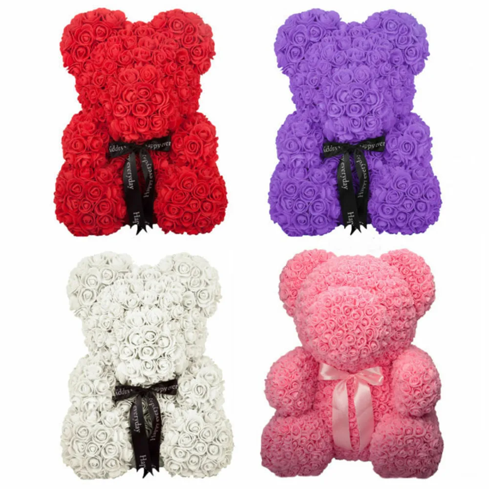 

HOT 25cm Foam Rose Bear Romantic Flower Bear for Valentine Birthday Wedding Anniversaries TI99