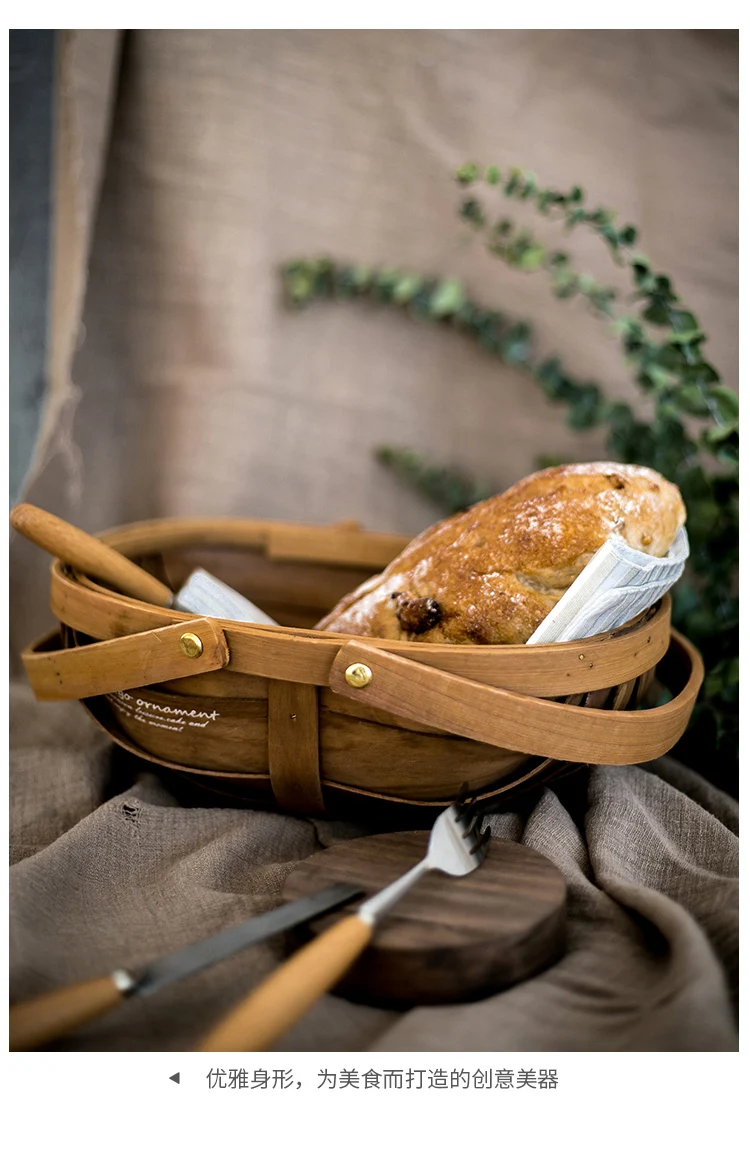 Креативная деревянная корзина для фруктов в скандинавском стиле, корзина для пикника, корзина для тыквы, домашняя кухонная для хранения, декоративные украшения