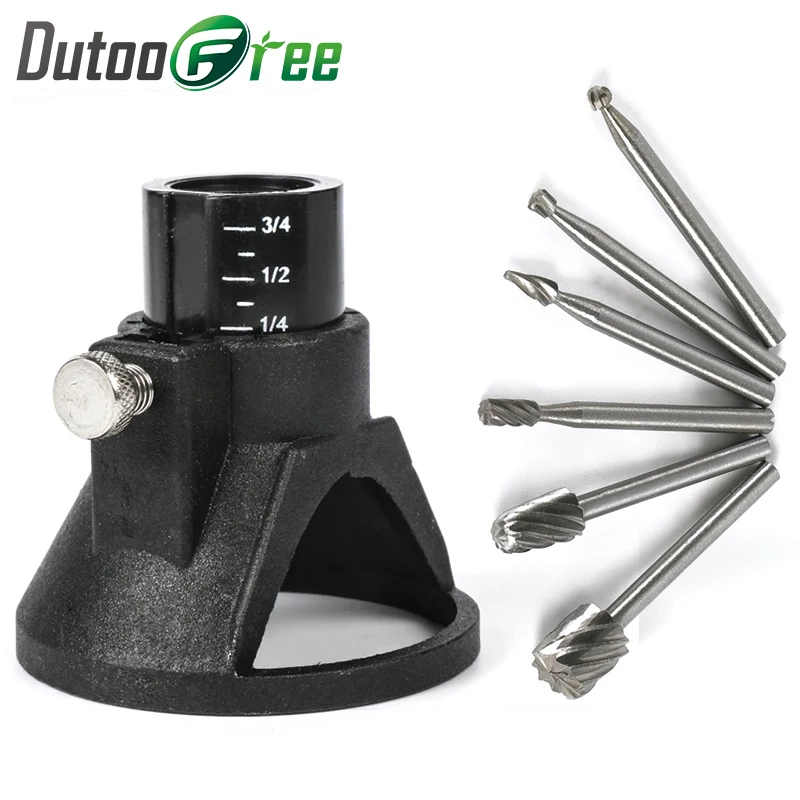 Dutoofree Rotary Tools Special Seat Dedicated Locator Horn Fixed Base 6pcs Wood Milling Cutter Set