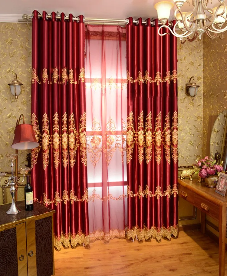 Compra rojo cortinas de la ventana online al por mayor de china ...