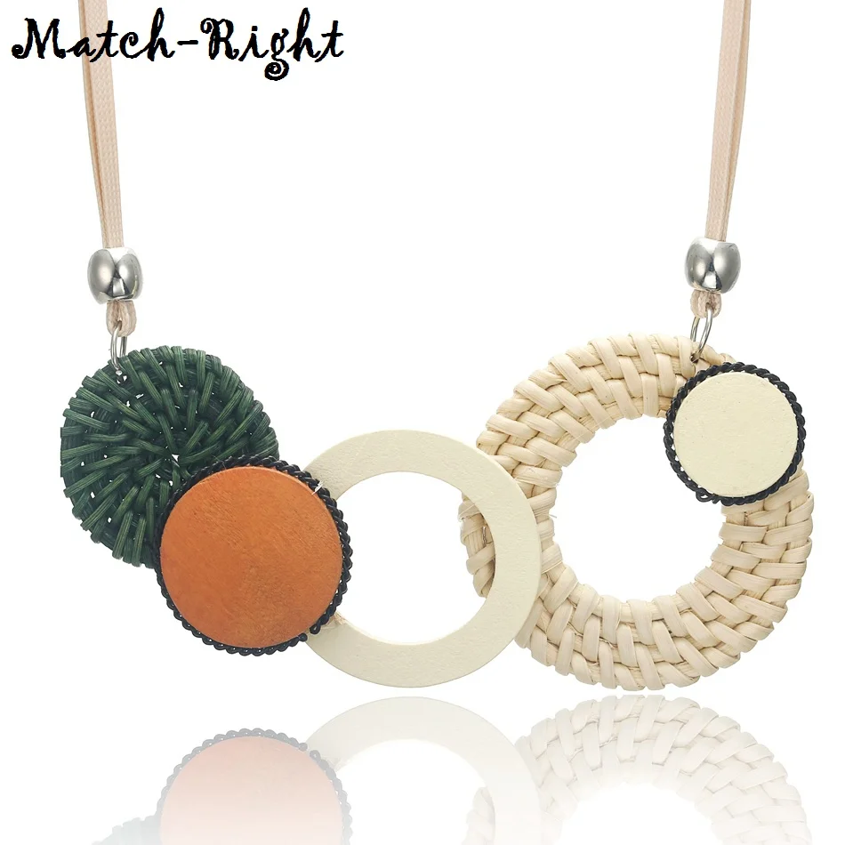 

Handmade Plant Fibres Necklace for Women Bamboo Weaving Statement Necklaces & Pendants Women's New Jewelry for Gifts MX062