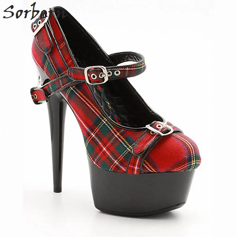 

Sorbern Lattice Round Toe Women Pump Mary Janes Shoes 15Cm Unique High Heels Platform Shoes Womens New Summer Shoes 2018