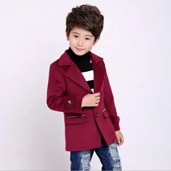 

2018 autumn and winter new children's clothing boys woolen coat Korean children's long section suit woolen jacket
