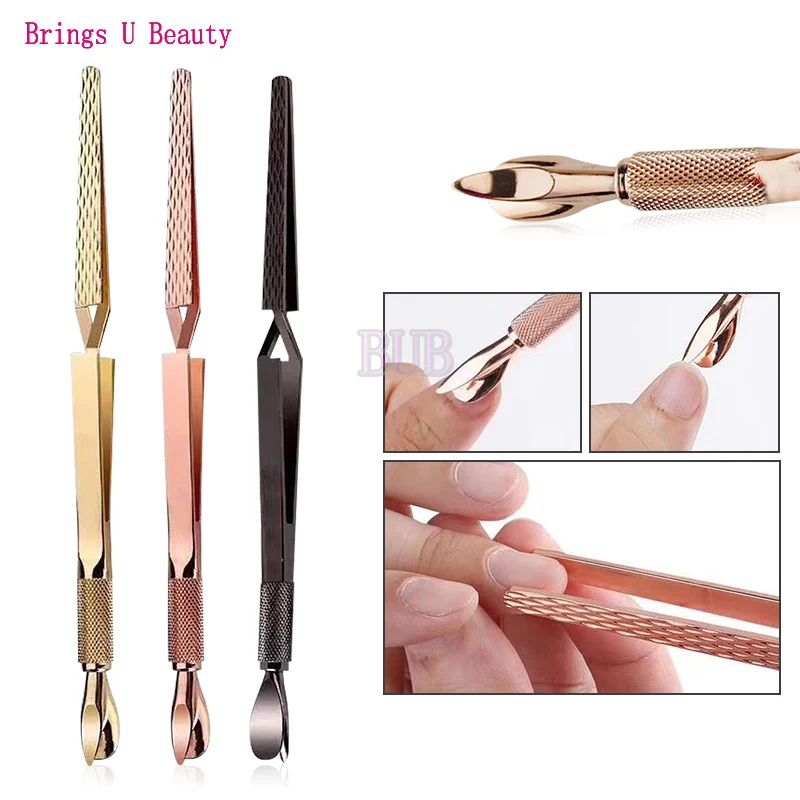 

3 in 1 Magic Multi-Functions Stainless Steel Nail Shaping Tweezers Sculpture+ Clip Remover Pushing Nail Cuticle Manicure Tool