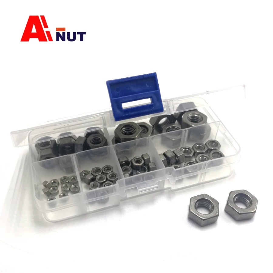 

m3-m10 kit , 60pcs titanium nut , lightweight GR2 Pure titanium nuts , DIY Titanium Repair Parts