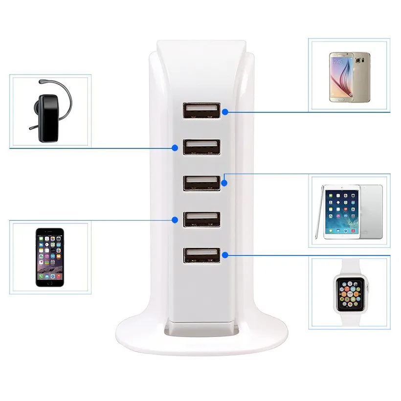 

EU Plug 30W 5Ports USB Charger Desktop HUB Charging Power Adapter For iPhone /for Samsung/for ipad 80828