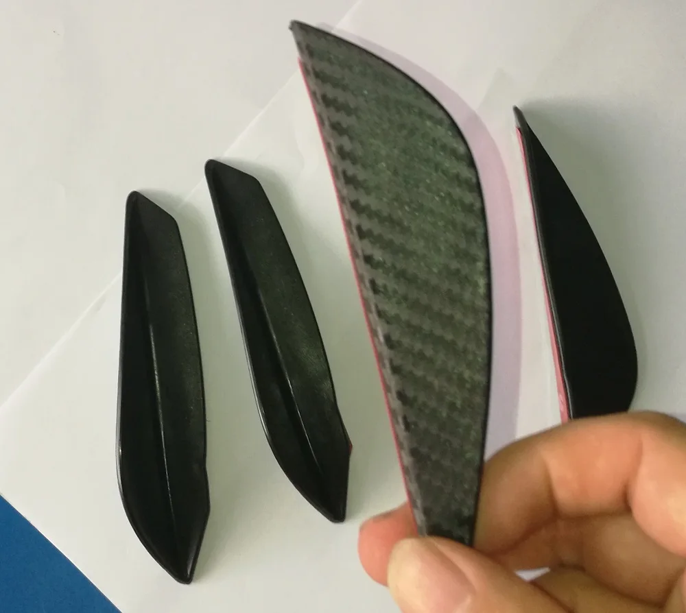 4pcs ABS Carbon Fiber Style Car Front Bumper Fins Lip Canards Splitter Trim Kit