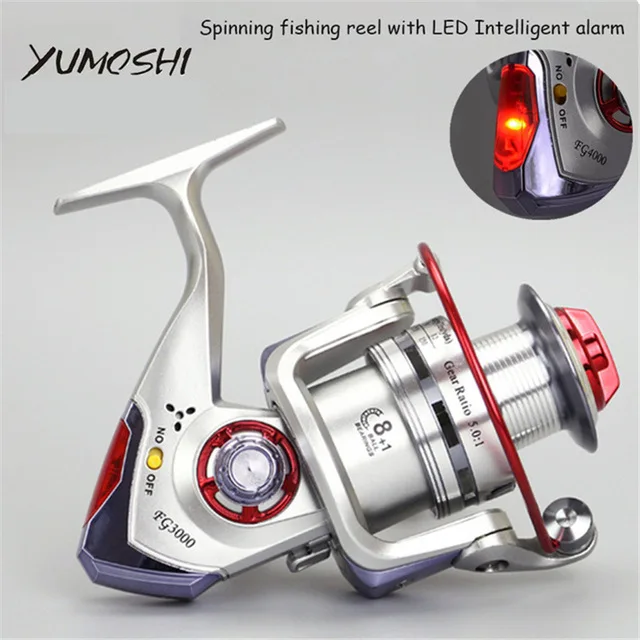 

High Quality FG Fishing Reel LED Intelligent Alarm Electric Automatic FG Series Spinning Reel 8+1BB Fish attack Alertor
