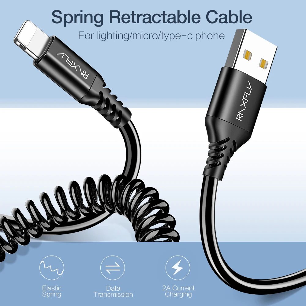 RAXFLY Frühling USB Kabel Für iPhone 11 7 8 XR USB Typ C Micro USB Kabel Für Samsung Xiaomi Daten k