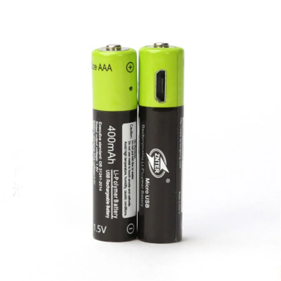 AAA 1,5 V 400mAh USB аккумуляторная батарея универсальный ZNT7 литий-полимерные батареи батарея с микро USB кабелем ROHS CE