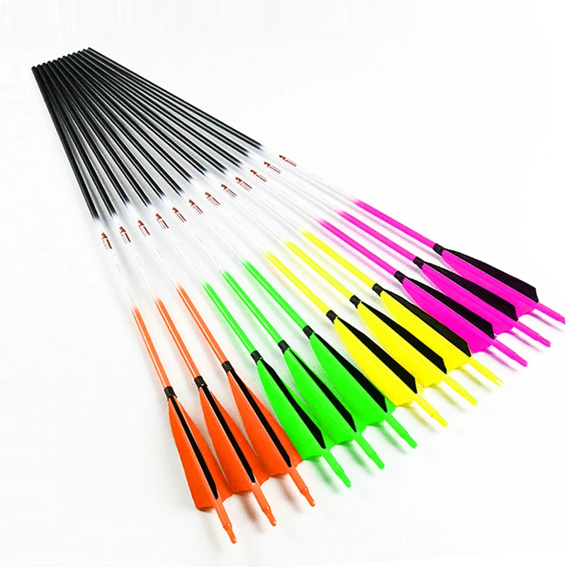 

12pcs Linkboy Archery Pure Carbon Arrows Spine300 30inch 5inch Turkey Feather for Compound Recurve Bow Hunting Shooting