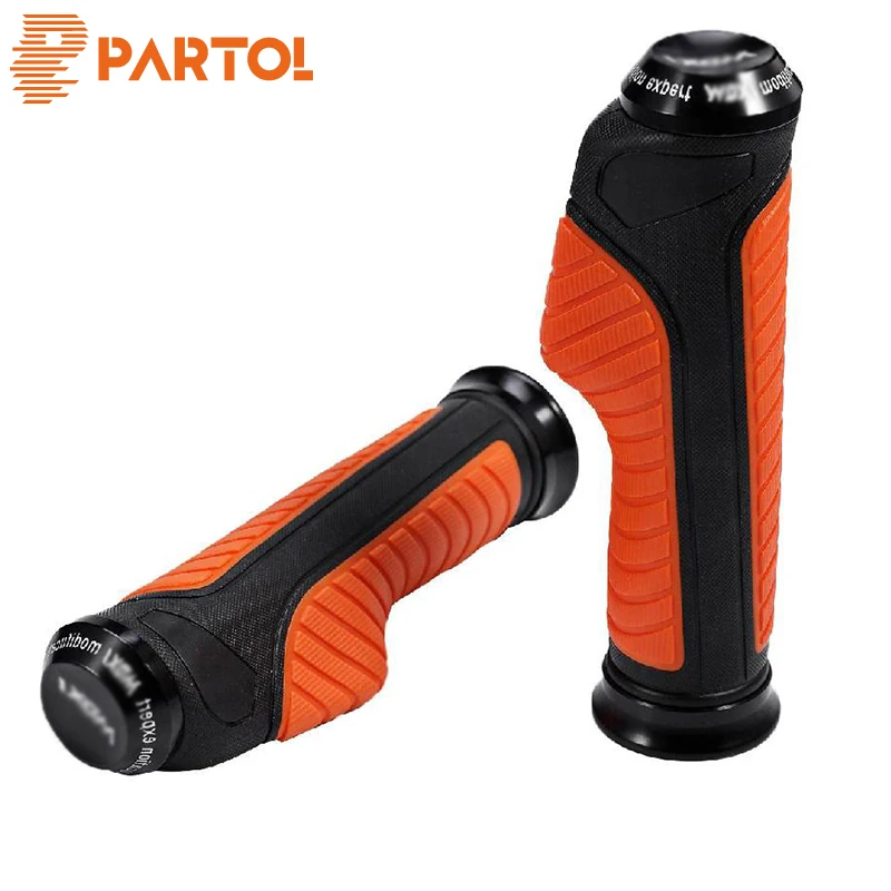 

Partol 2Pcs 7/8" 1" Hand Grips Handlebar Racer Bobber Clubman Custom Motorcycle Rubber Orange Handle Bar Hand Grips Handlebar