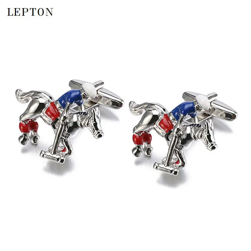 

2017 Sale Real Tie Clip Horse Cufflinks Lepton Brand Metal animal Horse Cuff links For Men Shirt Cuff Cufflink Relojes gemelos