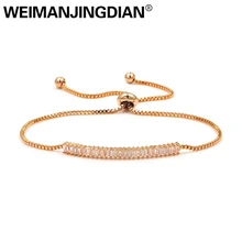 WEIMANJINGDIAN квадратный бар кубического циркония Кристалл CZ Регулируемый Pull String бар браслеты для женщин в 3 цветах