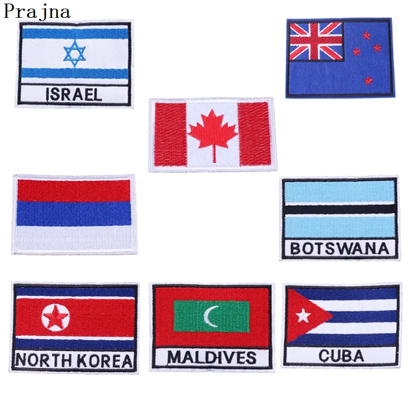 

Prajna Canada Japan Maldives Country Flag Patch Embroidered Sticker Iron On Applique Cartoon Badge Patches For Clothes Washable