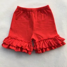 Шорты с оборками для маленьких девочек в школьном стиле красные штаны для маленьких девочек хлопковые двухслойные шорты с оборками