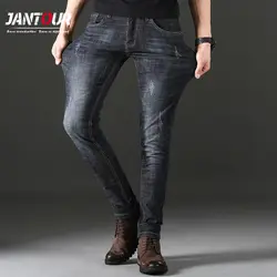 Jantour мужские классические джинсы бренд большой размеры синий прямые Pantalon мужские джинсы тонкий Байкер брюки для девочек Fit Черный