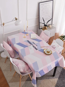 

Fresh Ins Waterproof Tablecloth Pink Colour Rectangle Avoid Wash Defence Burn Table Cloth Tea Table Table Cloth Desk Table Mat