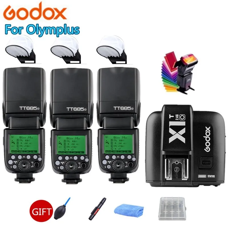 

3X Godox Flash TT685O 2.4G HSS TTL GN60 Flash Speedlite + X1T-O Trigger Transmitter for Olympus Panasonic P5 PL5 PL6 PL7 PL8 M1