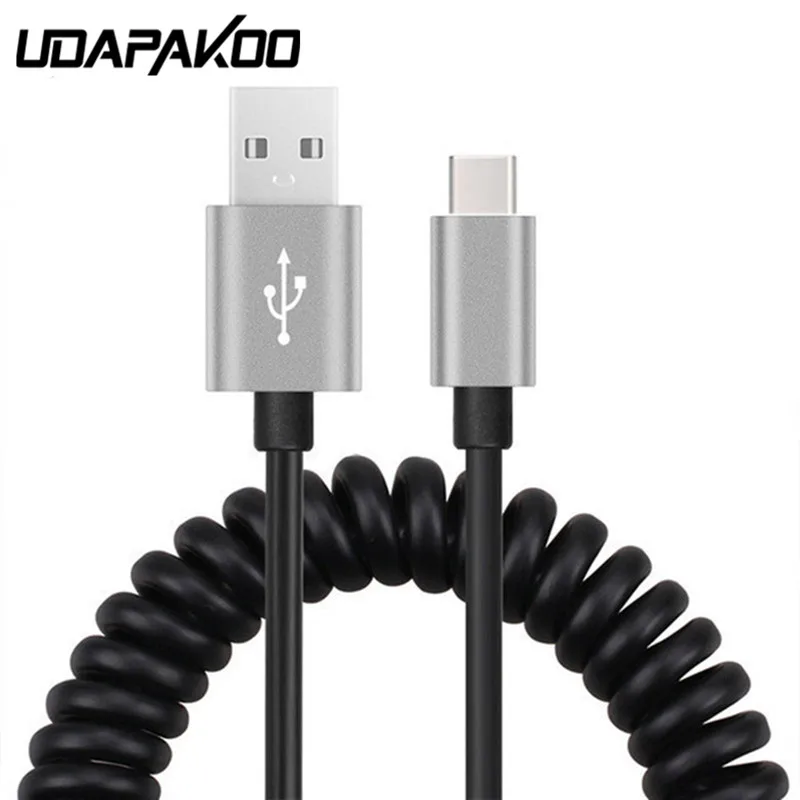 Гибкий эластичный пружинный USB кабель 3 1 типа C для синхронизации данных и зарядки
