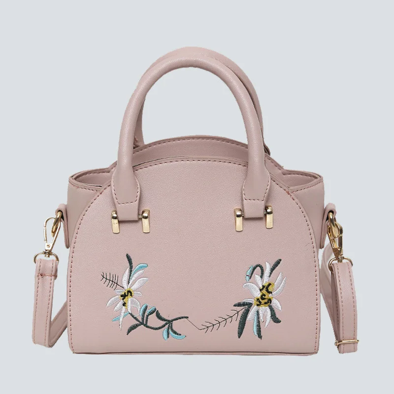 Fashion women trapeze handbags embroidery floral shoulder bags for ...