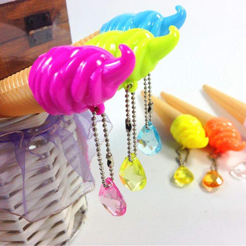 36pcs/lot Sweet Ice Cream design Gel Pen with pendant Black Fashion Style pen Party favors