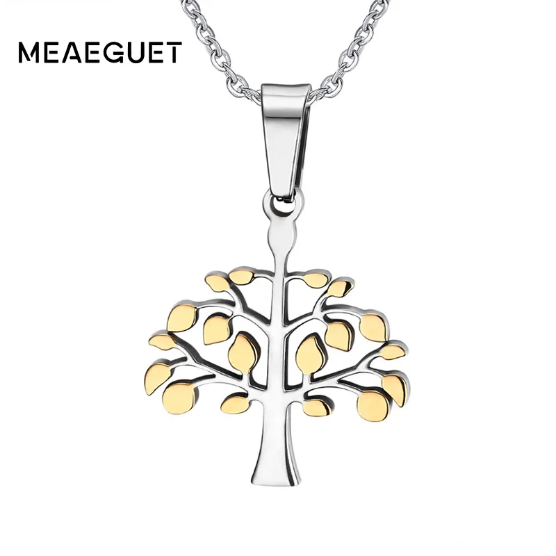 

Meaeguet Trendy Men's Life Tree Pendants Gold-Color Necklace Pendants For Women Stainless Steel Men's Jewelry