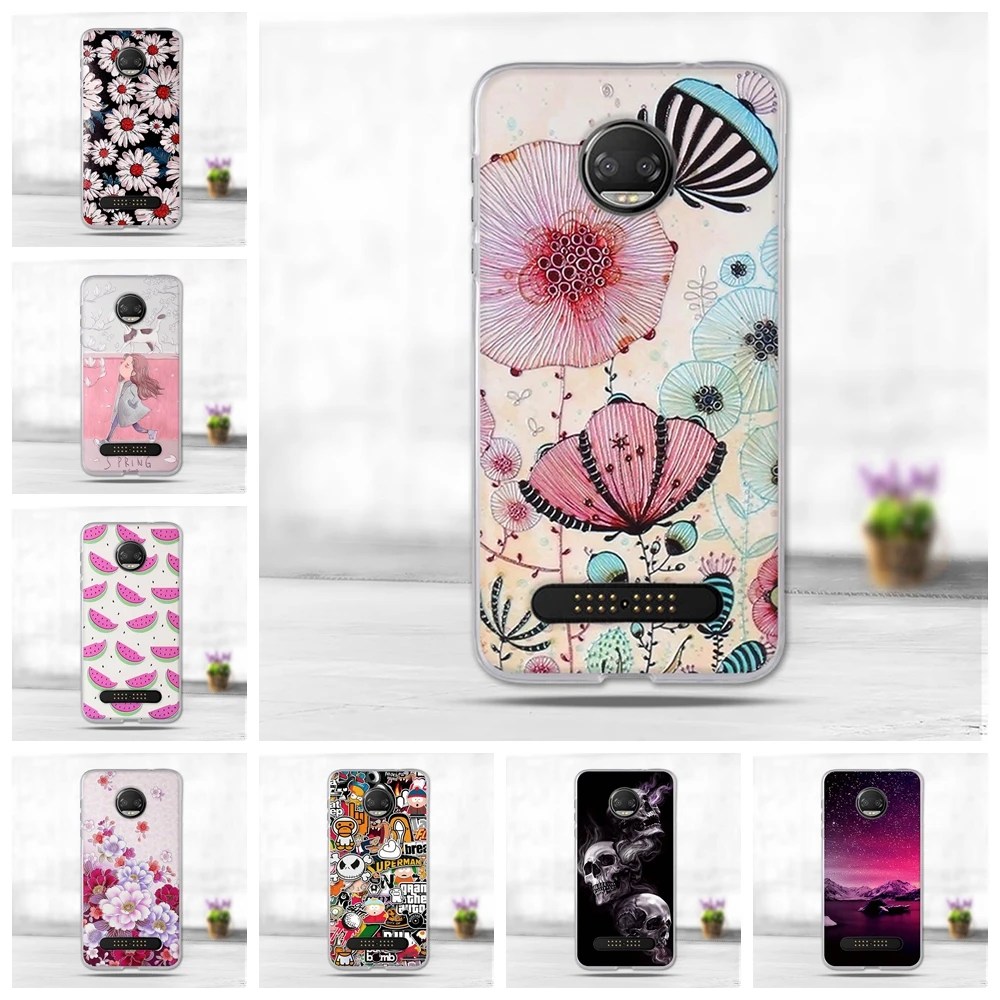

For Motorola Moto Z2 Force Z Force (2nd gen.) Case 3D Flower Soft Silicone TPU Back Cover Ultra Thin Fundas Painting Phone Cases