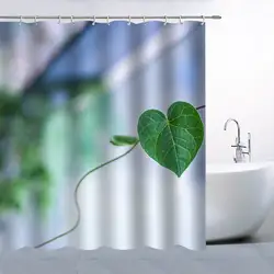 В форме сердца лист занавеска для душа набор прекрасный зеленый в форме сердца лист водостойкий полиэстер занавеска для ванной пол коврик