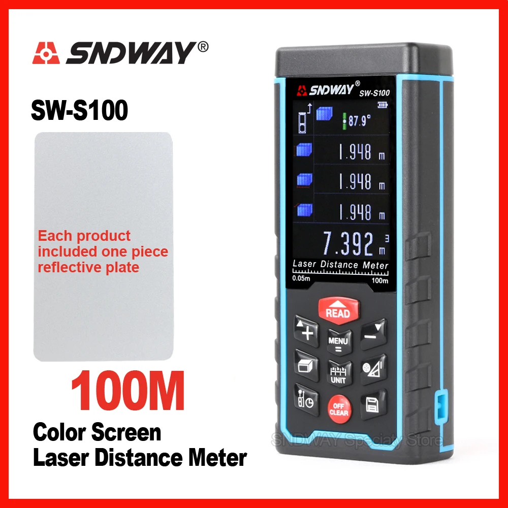 

SNDWAY Original Color Screen Laser Distance Meter Range Finder Rangefinder SW-S50m 70m 100 Tape Trena Ruler Angle Bulid Tool