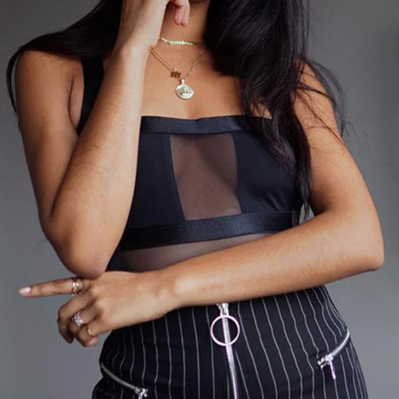 Women's Sexy Skinny Mesh Vintage Bodysuit Model Display 2