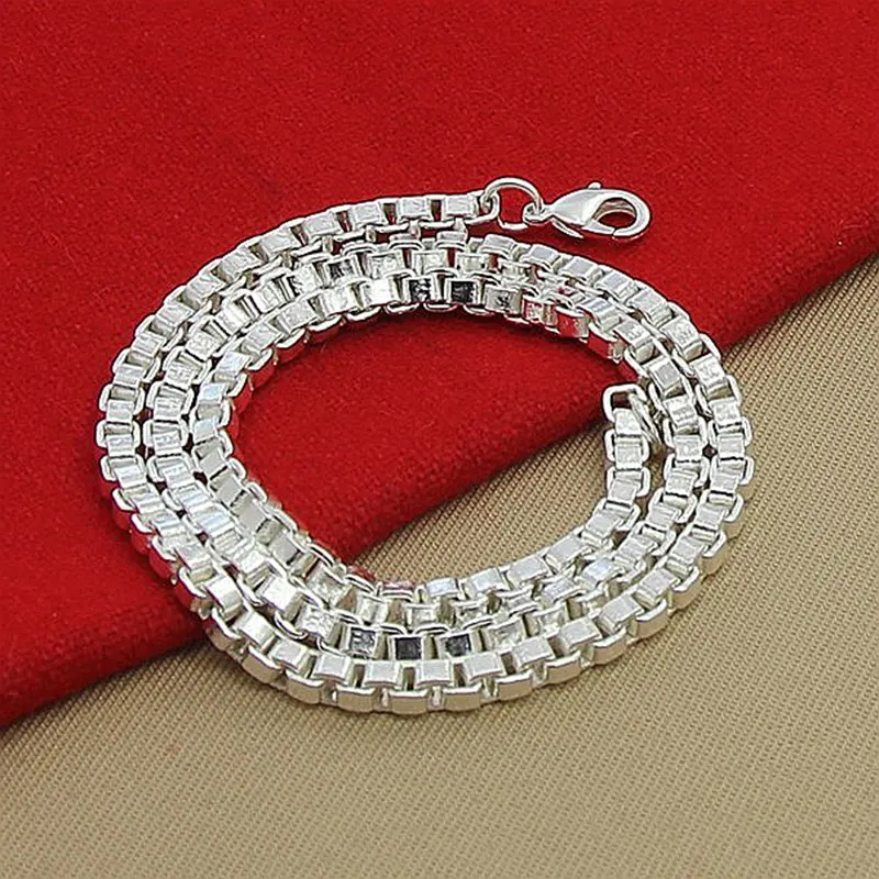 Цепочка, ожерелье, 925, ювелирное изделие, серебро, 4 мм, ширина, звено цепи, ожерелье s для женщин, мужчин, ювелирное изделие, новинка