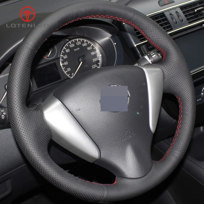 LQTENLEO черный из искусственной кожи чехол рулевого колеса автомобиля для Nissan Tiida Sylphy 2011- Versa- NV200 Sentra Livina