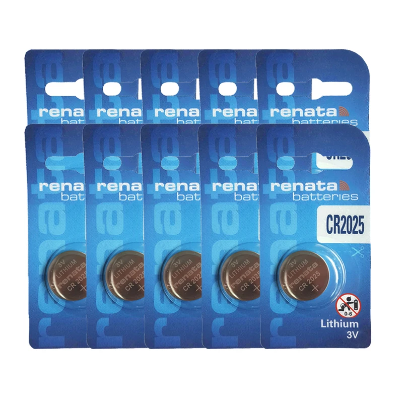 10pcs Swiss Cr2025 Renata Button Watches 3v Battery Remote Control Toy